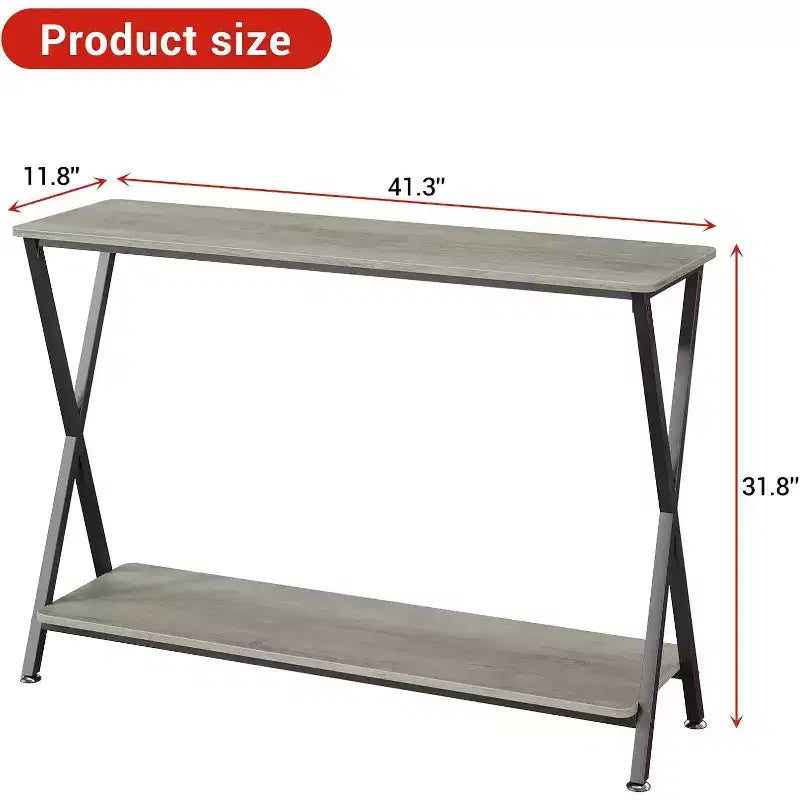 Consolle da Ingresso a 2 Livelli Stretta Marrone/Grigio – 31" e 41" | Stile Industriale | Montaggio da 1 Persona