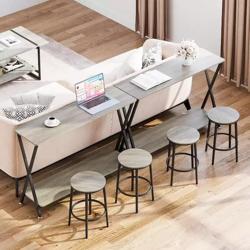 Consolle da Ingresso a 2 Livelli Stretta Marrone/Grigio – 31" e 41" | Stile Industriale | Montaggio da 1 Persona