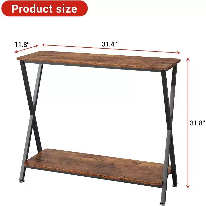 Consolle da Ingresso a 2 Livelli Stretta Marrone/Grigio – 31" e 41" | Stile Industriale | Montaggio da 1 Persona