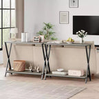 Consolle da Ingresso a 2 Livelli Stretta Marrone/Grigio – 31" e 41" | Stile Industriale | Montaggio da 1 Persona