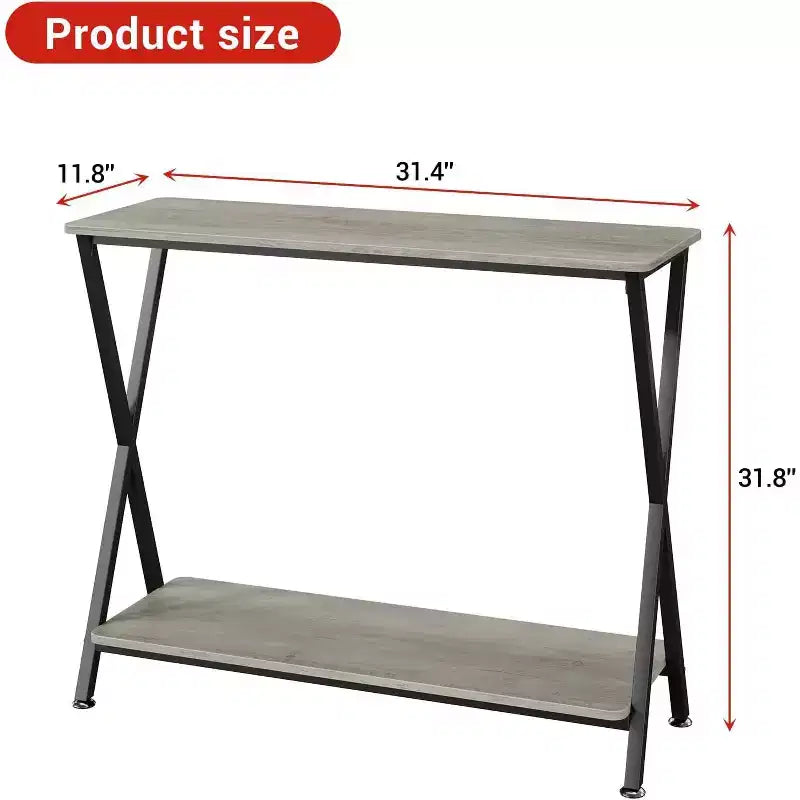 Consolle da Ingresso a 2 Livelli Stretta Marrone/Grigio – 31" e 41" | Stile Industriale | Montaggio da 1 Persona