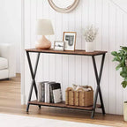 Narrow Entryway Console Table2-Tier Industrial Console Thin Sofa Side Display Table, for Hallway, Bedroom, Living Room, Foyer