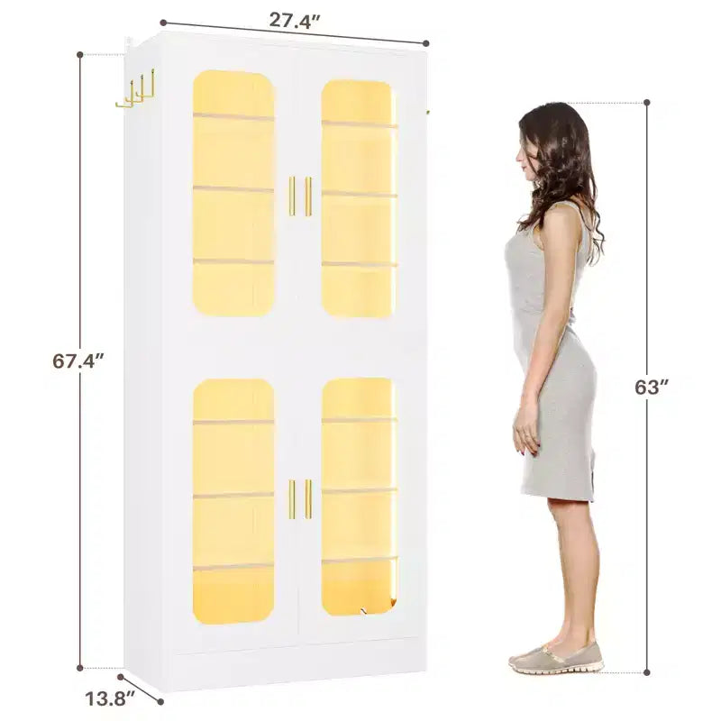 Scarpiera a LED grigia/bianca con ripiani regolabili – Set da 1 o 2
