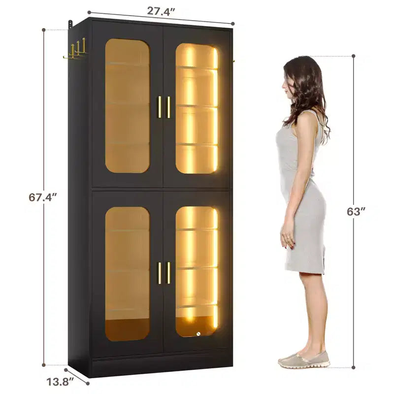 Scarpiera a LED grigia/bianca con ripiani regolabili – Set da 1 o 2
