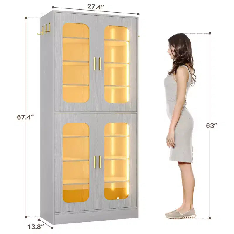 Scarpiera a LED grigia/bianca con ripiani regolabili – Set da 1 o 2