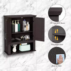 Mobiletto pensile da bagno Espresso con 2 ante, mensola regolabile, singolo