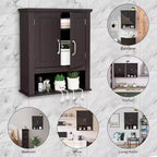 Mobiletto pensile da bagno Espresso con 2 ante, mensola regolabile, singolo