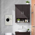 Mobiletto pensile da bagno Espresso con 2 ante, mensola regolabile, singolo