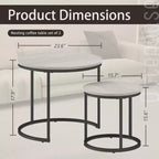 Set di 2 tavolini da caffè rotondi impilabili – Marrone / Grigio / Bianco / Giallo