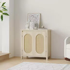 Credenza a 2 ante in Rattan Bianco — Stile Moderno, Utente Singolo