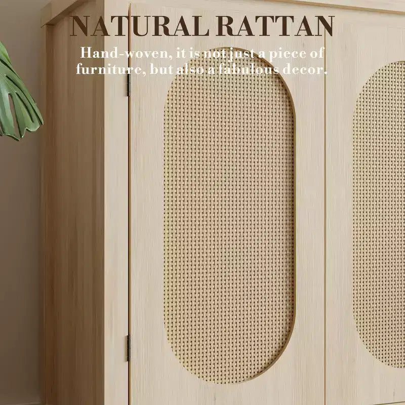 Credenza a 2 ante in Rattan Bianco — Stile Moderno, Utente Singolo