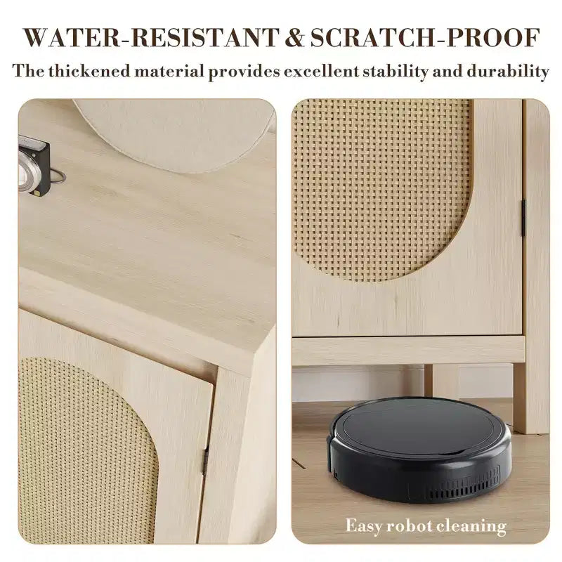 Credenza a 2 ante in Rattan Bianco — Stile Moderno, Utente Singolo