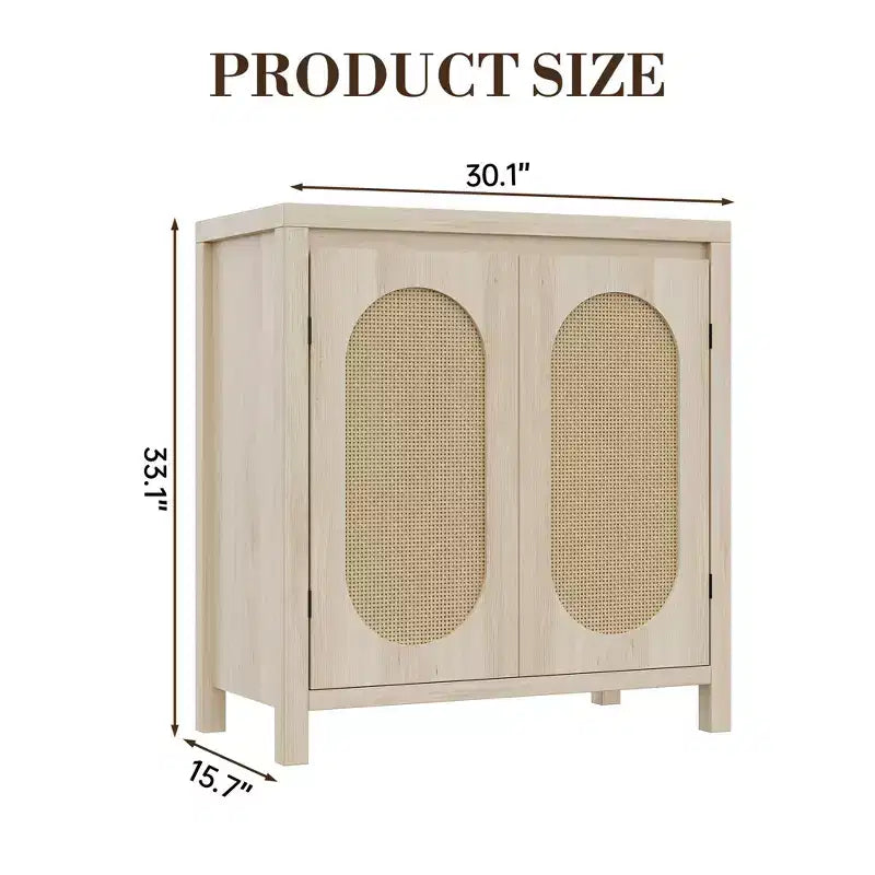 Credenza a 2 ante in Rattan Bianco — Stile Moderno, Utente Singolo