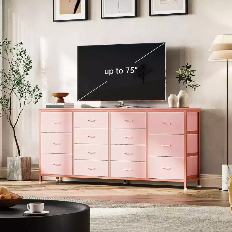 Mobile TV Imbottito – Pelle Nera / Rosa / Tigrato | Adatto a TV da 65–75" | Montaggio a 1 Persona
