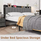Struttura letto matrimoniale queen size imbottita in velluto grigio scuro per 2 persone