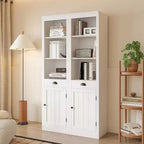 Libreria bianca alta 180 cm con armadietto, 6 ripiani, confezione da 2