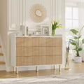 Fluted 6 Drawer Double Dresser for Bedroom, Wood Storage Dresser Organizer for Bedroom Living Room