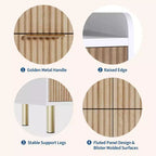 Legno Naturale, Stile Scanalato, Cassettiera Doppia a 6 Cassetti, per 1–2 Utenti