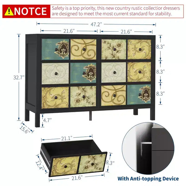 Cassettiera con 6 cassetti bianca — MDF, Singolo