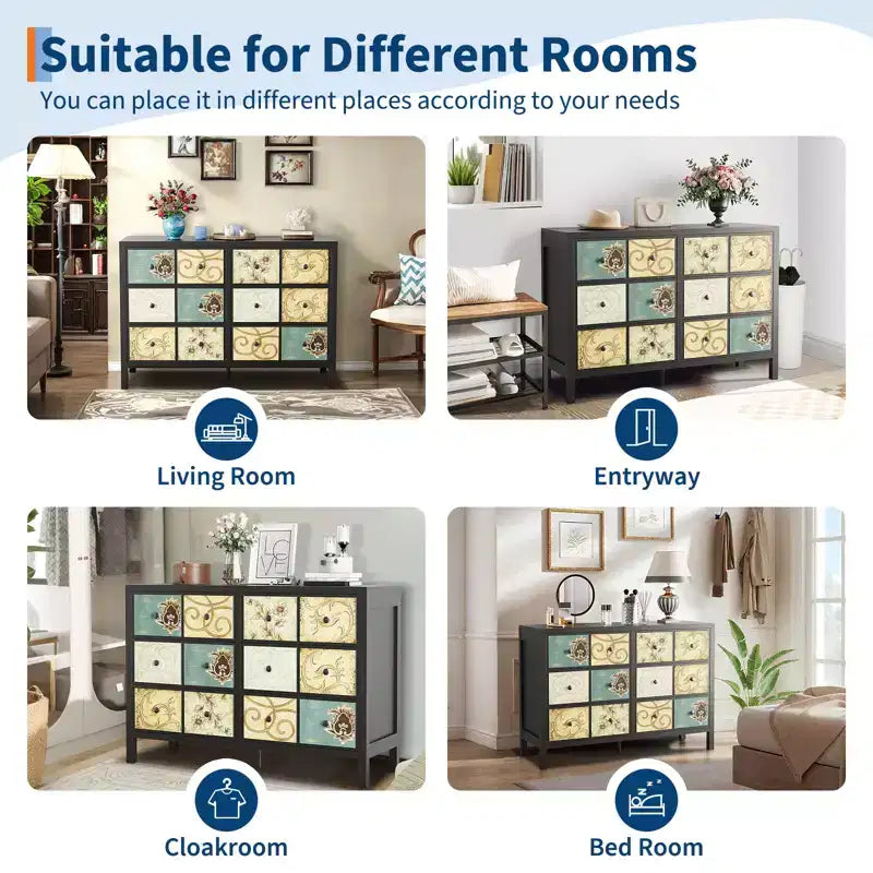 Cassettiera con 6 cassetti bianca — MDF, Singolo