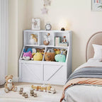 Libreria portagiochi per bambini — Blu / Marrone / Grigio / Bianco, Ripiano aperto + Contenitore, Per 1 bambino