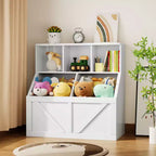 Libreria portagiochi per bambini — Blu / Marrone / Grigio / Bianco, Ripiano aperto + Contenitore, Per 1 bambino