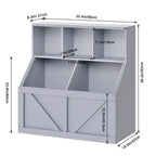 Libreria portagiochi per bambini — Blu / Marrone / Grigio / Bianco, Ripiano aperto + Contenitore, Per 1 bambino