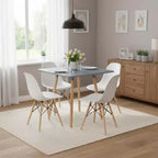 Tavolo da pranzo allungabile quadrato beige e grigio, 3 posti a sedere