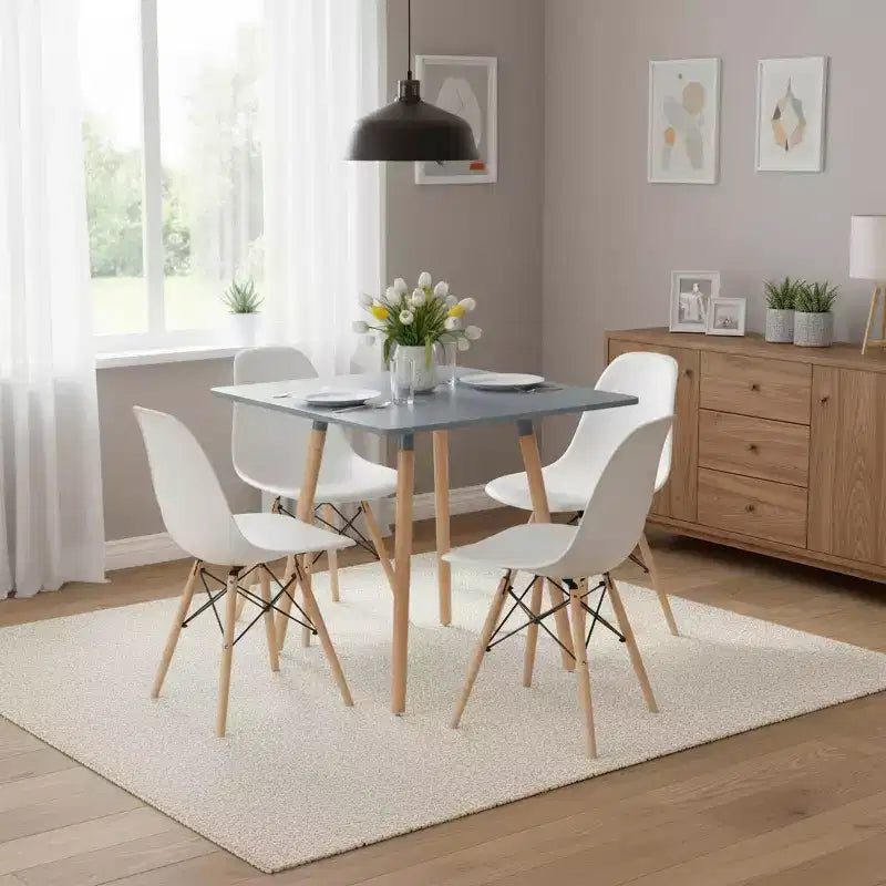 Tavolo da pranzo allungabile quadrato beige e grigio, 3 posti a sedere