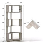 Scaffale angolare a 6 ripiani, multicolore, ripiani aperti, montaggio a 1 persona