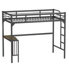 Letto a soppalco singolo in metallo nero con scrivania