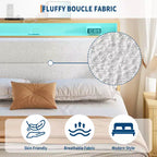 Struttura letto imbottita Pure White / Off White con piattaforma, LED RGB e testiera contenitore – Completa (1 persona) / Queen (2 persone)