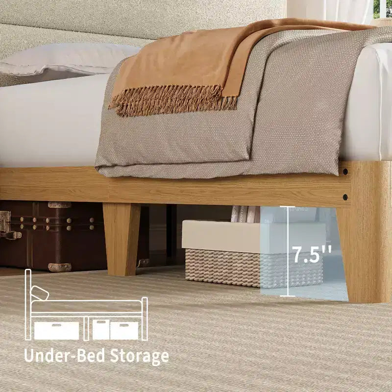 Struttura letto imbottita Pure White / Off White con piattaforma, LED RGB e testiera contenitore – Completa (1 persona) / Queen (2 persone)
