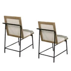 Sedie da pranzo senza braccioli in microfibra marrone rovere e beige, set da 2