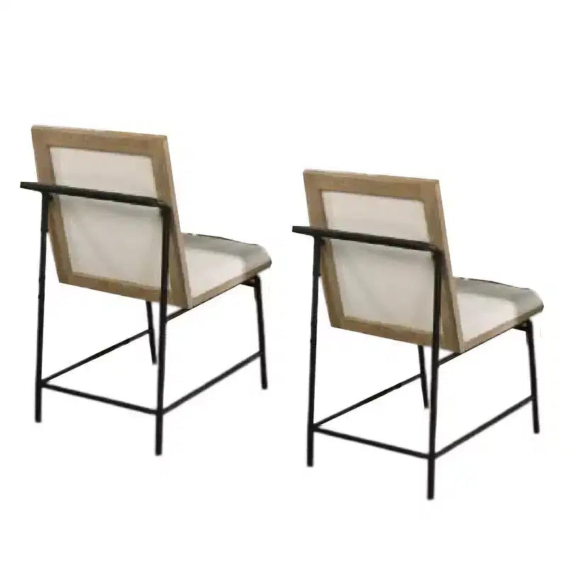 Sedie da pranzo senza braccioli in microfibra marrone rovere e beige, set da 2