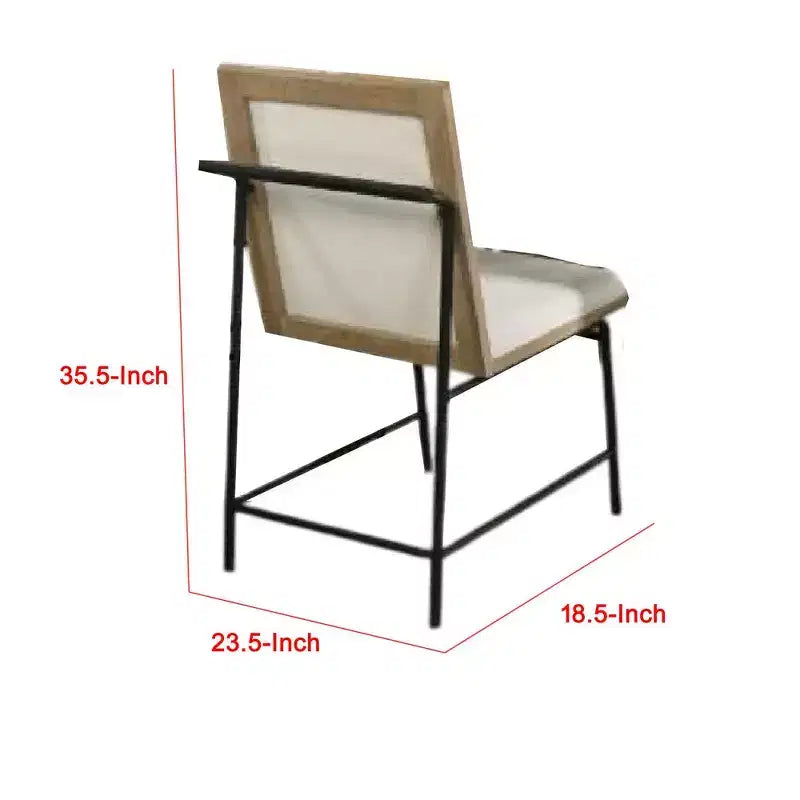 Sedie da pranzo senza braccioli in microfibra marrone rovere e beige, set da 2
