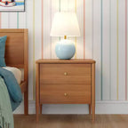 Comodino per bambini a 2 cassetti | Biondo / Noce Pecan | Stile Mid-Century | Per 1 bambino