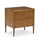 Comodino per bambini a 2 cassetti | Biondo / Noce Pecan | Stile Mid-Century | Per 1 bambino