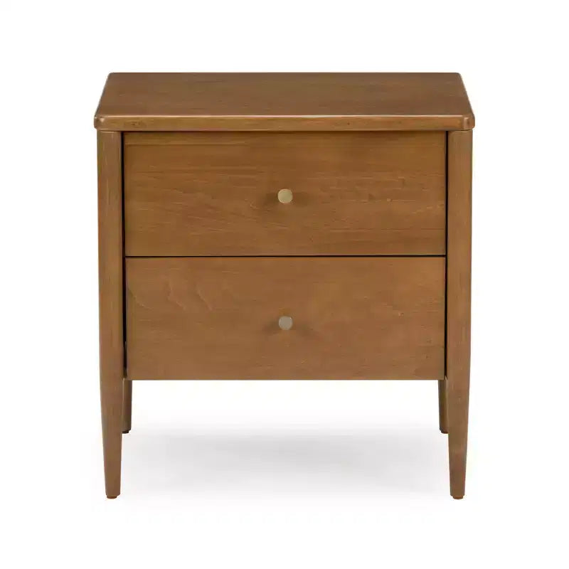 Comodino per bambini a 2 cassetti | Biondo / Noce Pecan | Stile Mid-Century | Per 1 bambino