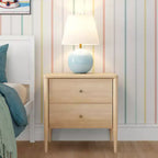 Comodino per bambini a 2 cassetti | Biondo / Noce Pecan | Stile Mid-Century | Per 1 bambino