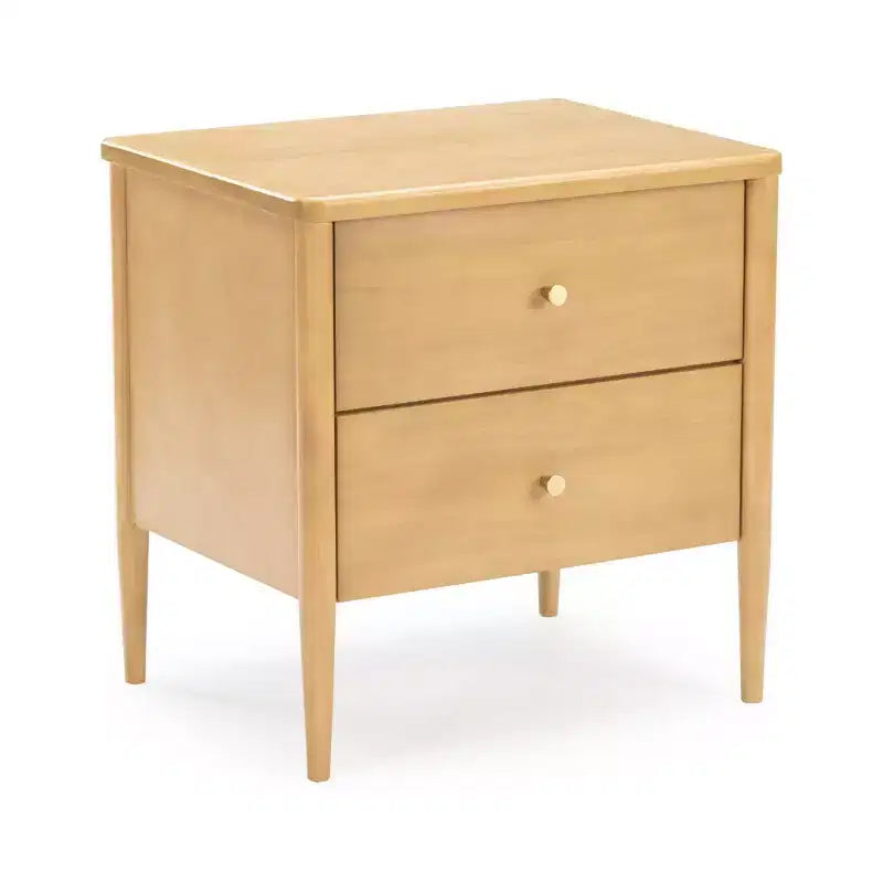 Comodino per bambini a 2 cassetti | Biondo / Noce Pecan | Stile Mid-Century | Per 1 bambino