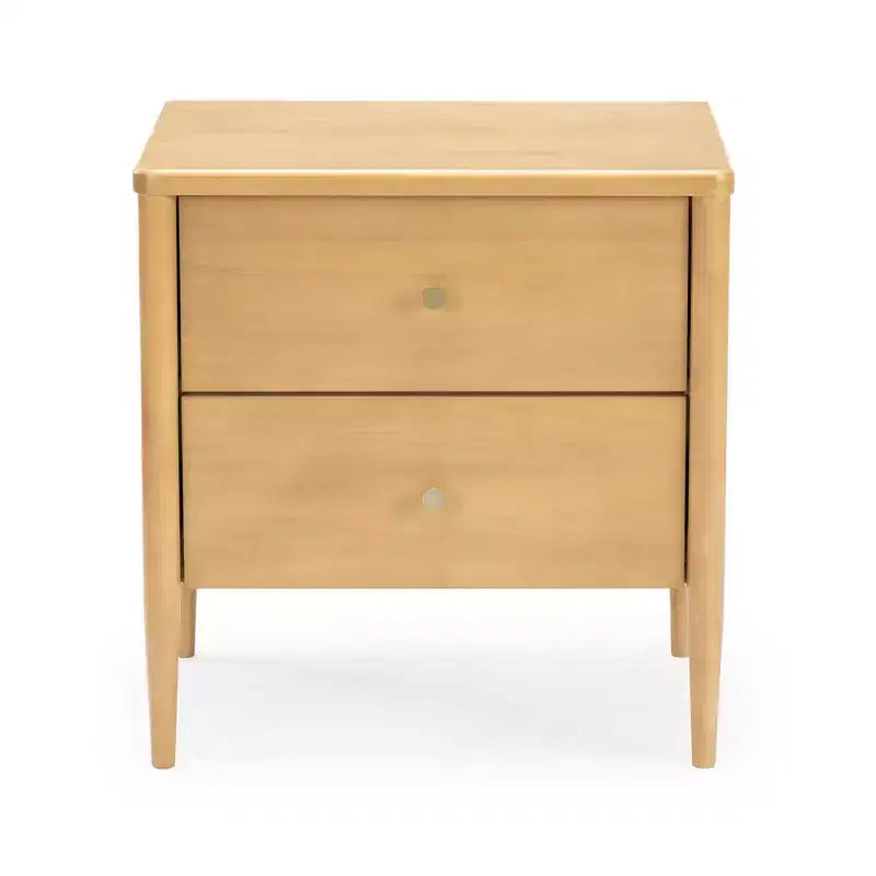 Comodino per bambini a 2 cassetti | Biondo / Noce Pecan | Stile Mid-Century | Per 1 bambino