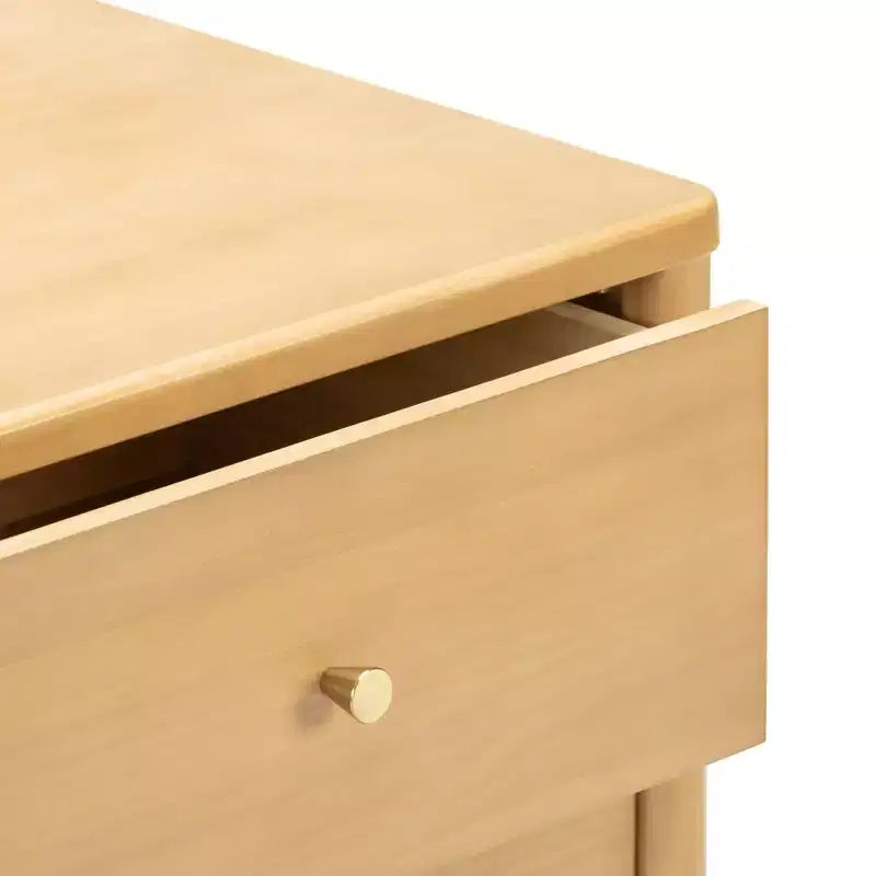Comodino per bambini a 2 cassetti | Biondo / Noce Pecan | Stile Mid-Century | Per 1 bambino