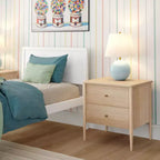 Comodino per bambini a 2 cassetti | Biondo / Noce Pecan | Stile Mid-Century | Per 1 bambino