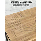 Carrello da cucina per pizza in bambù naturale, 3 ripiani, 4 ruote bloccabili – Utente singolo