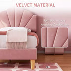 Letto Imbottito in Velluto Blu/Rosa – Matrimoniale / Matrimoniale XL, Singolo