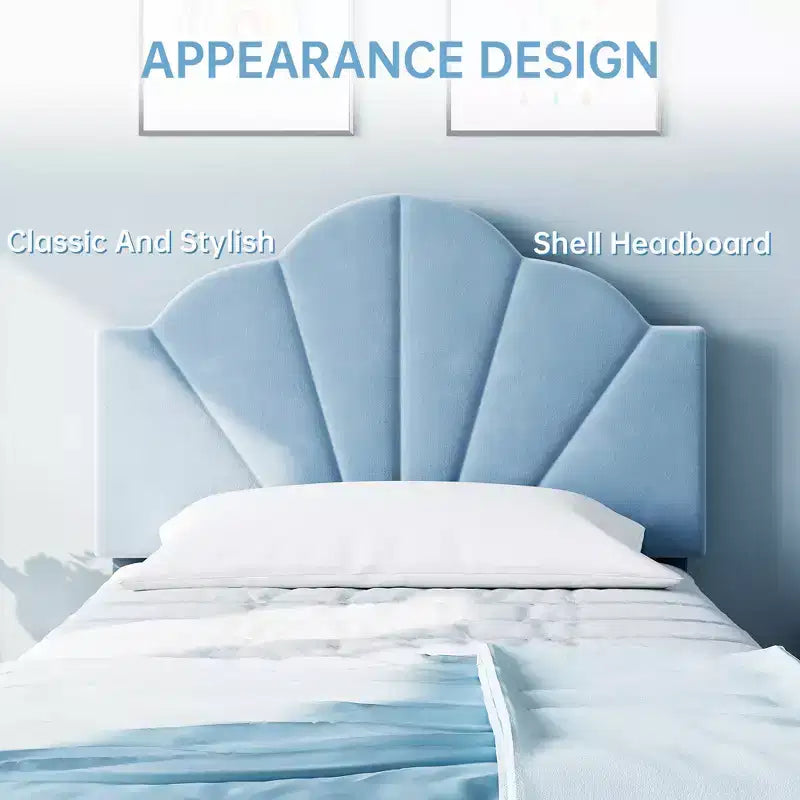 Letto Imbottito in Velluto Blu/Rosa – Matrimoniale / Matrimoniale XL, Singolo
