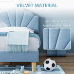 Letto Imbottito in Velluto Blu/Rosa – Matrimoniale / Matrimoniale XL, Singolo