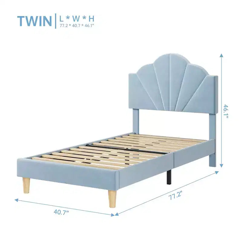 Letto Imbottito in Velluto Blu/Rosa – Matrimoniale / Matrimoniale XL, Singolo