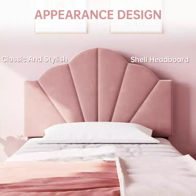 Letto Imbottito in Velluto Blu/Rosa – Matrimoniale / Matrimoniale XL, Singolo